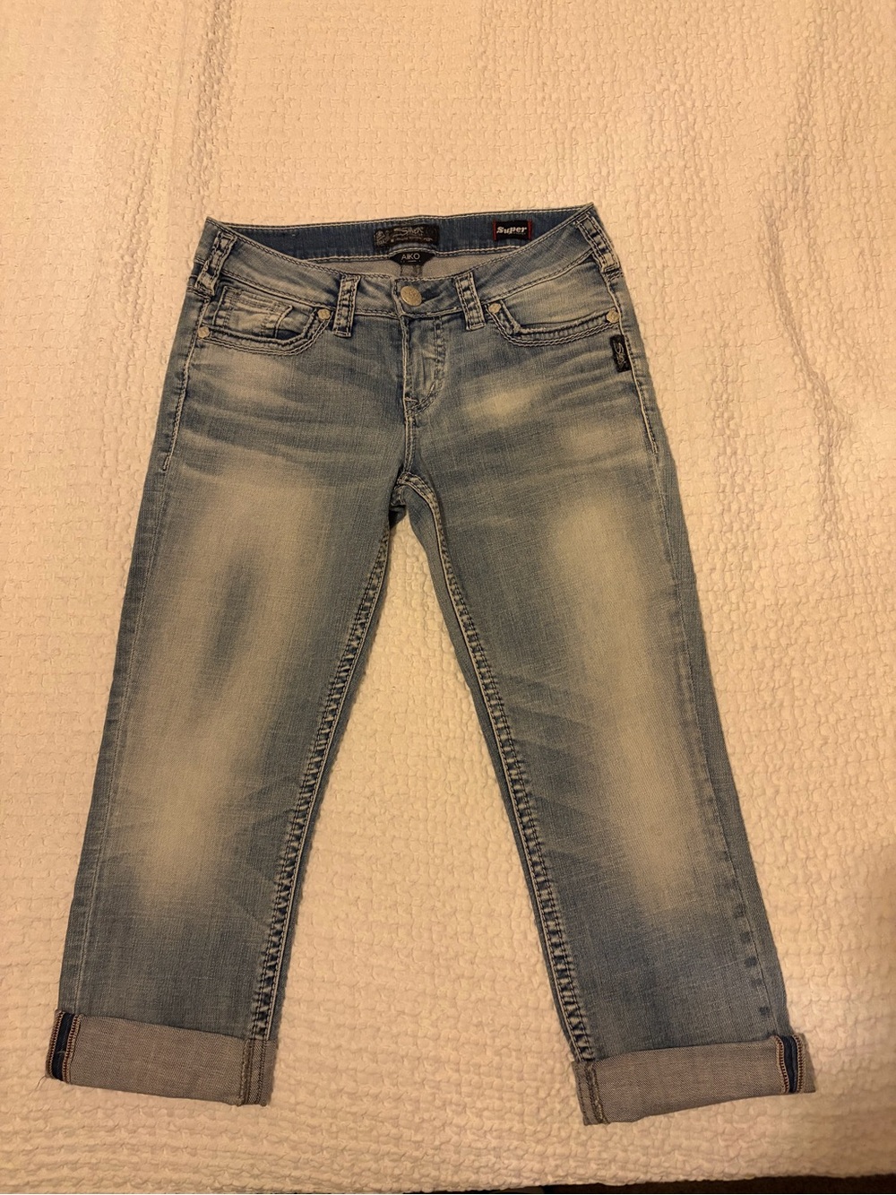 Silver Light Blue Women's mid capris